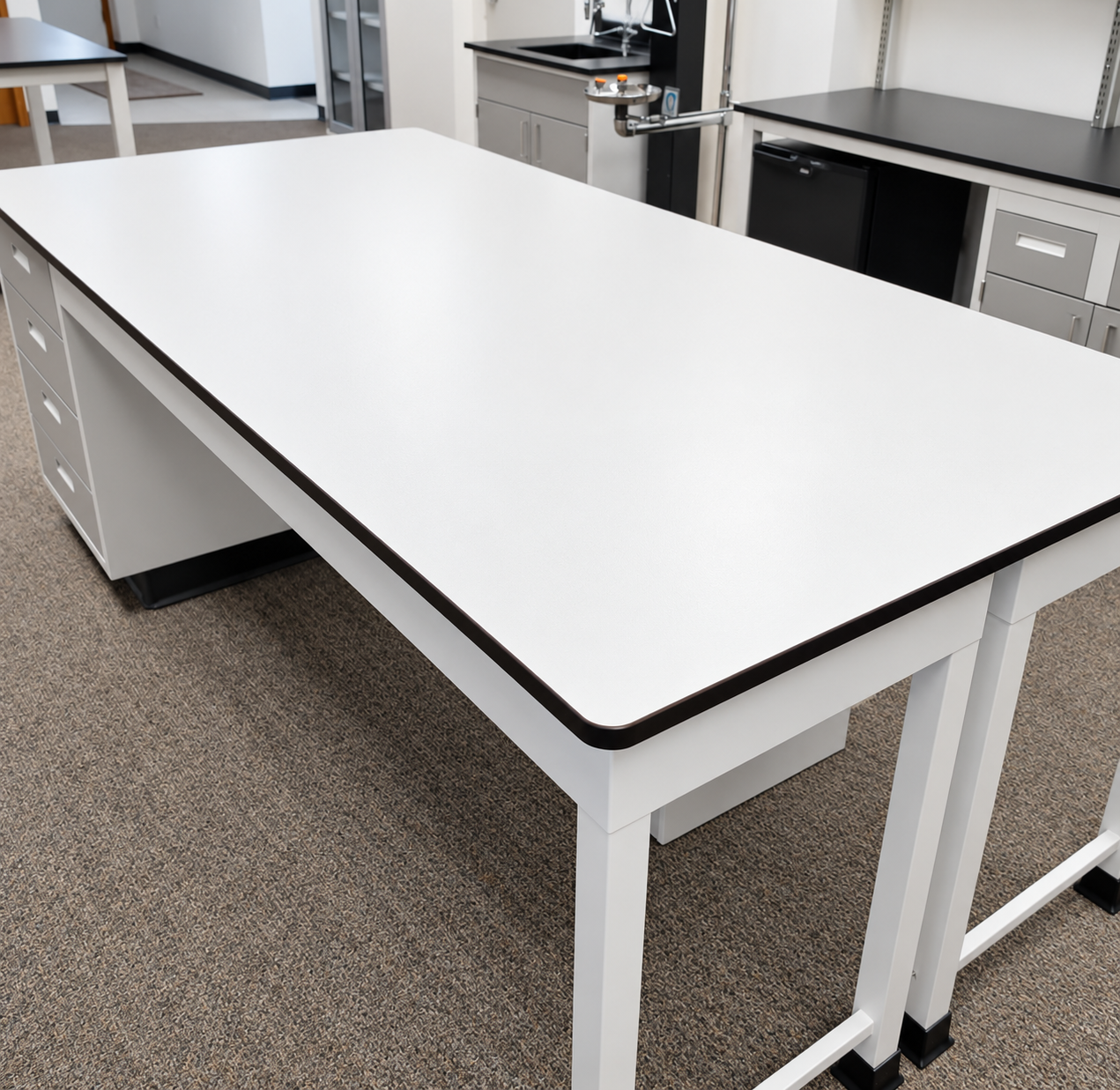 White resin countertop